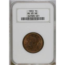 1853 1C MS65 Red and Brown NGC. N-10, R.1. Grellman Di 