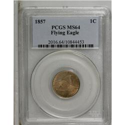 1857 1C MS64 PCGS. The salmon-brown surfaces have a sl 