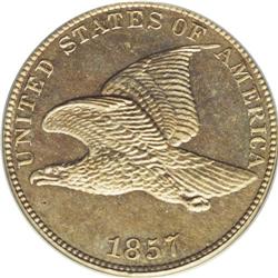 1857 1C Flying Eagle PR64 Cameo PCGS. Snow PR-1. It is 