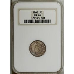1863 1C MS65 NGC. The salmon-brown surfaces have a tou 