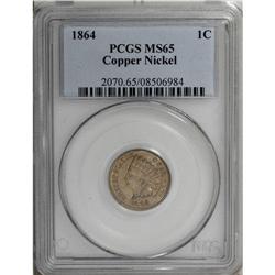 1864 1C Copper-Nickel MS65 PCGS. A gracefully aged Gem 