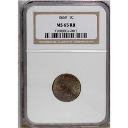 1869 1C MS65 Red and Brown NGC. The colorful obverse o 