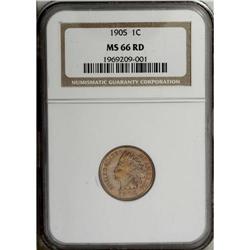 1905 1C MS66 Red NGC. The gleaming copper-gold surface 