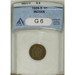 1909-S 1C Good 6 ANACS. Attractive olive and tan color 