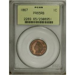 1867 1C PR65 Red and Brown PCGS. Reddish-orange and ma 