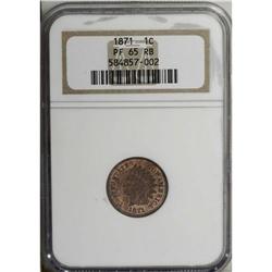 1871 1C PR65 Red and Brown NGC. Moderately mirrored de 