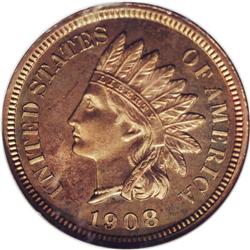 1908 1C PR66 Red NGC. An exceptional proof Indian cent 