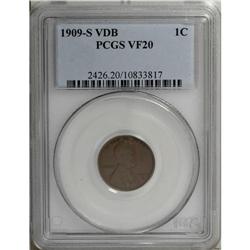 1909-S VDB 1C VF20 PCGS. Moderately worn with better r 