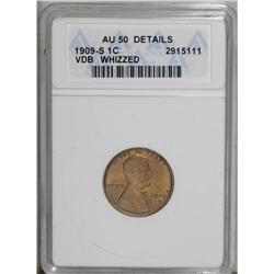 1909-S VDB 1C --Whizzed--ANACS. AU50 Details. A lightly 