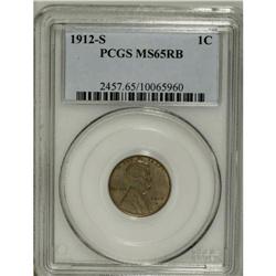 1912-S 1C MS65 Red and Brown PCGS. Attractive olive an 