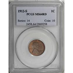 1912-S 1C MS64 Red PCGS. Well struck and highly lustro 