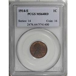 1914-S 1C MS64 Red PCGS. Well struck and lustrous, wit 