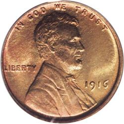 1916 1C MS67 Red PCGS. This sharply struck cent has de 