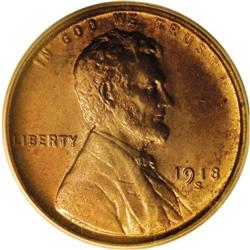 1918-S 1C MS65 Red PCGS. The typical Mint State 1918-S 