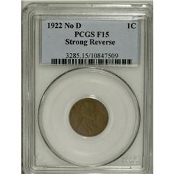 1922 No D 1C Strong Reverse Fine 15 PCGS. FS-013.2. Di 