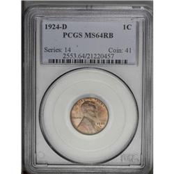 1924-D 1C MS64 Red and Brown PCGS. Sharply struck with 