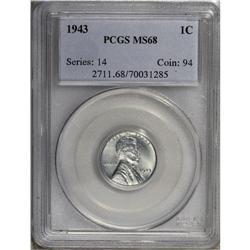 1943 1C MS68 PCGS. With fully brilliant luster and fla 
