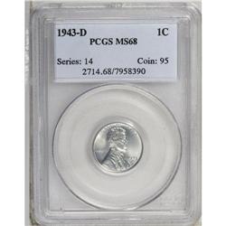 1943-D 1C MS68 PCGS. An essentially blemish-free survi 