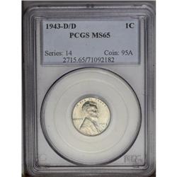 1943-D/D 1C MS65 PCGS. FS-019, Breen-2169. The mintmar 