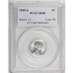 1943-S 1C MS68 PCGS. Bright gleaming luster with a vir 