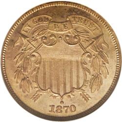1870 2C PR66 Red NGC. A flashy brick-red beauty with p 