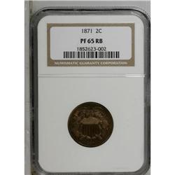 1871 2C PR65 Red and Brown NGC. A pleasing Gem, one of 