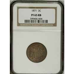 1871 2C PR65 Red and Brown NGC. Dusky orange fields ap 