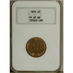 1872 2C PR65 Red NGC. The fiery orange-gold surfaces h 
