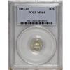 Image 1 : 1851-O 3CS MS64 PCGS. Hints of blue and gold toning ap 