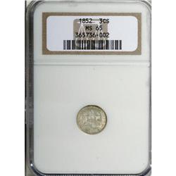 1852 3CS MS65 NGC. This shimmering Gem displays unusua 