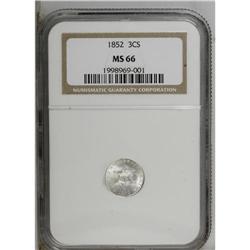 1852 3CS MS66 NGC. Bright white surfaces display just 