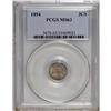 Image 1 : 1854 3CS MS63 PCGS. Rich rose, plum, and gold toning c 