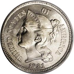 1881 3CN MS67 PCGS. A decision was made in 1881 to dra 