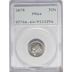 1870 3CN PR64 PCGS. A well-defined near-Gem that has p 