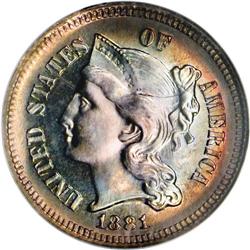 1881 3CN PR68 S NGC. The 8s in the date are each recu 