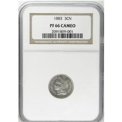 1883 3CN PR66 Cameo NGC. The light golden patina that 