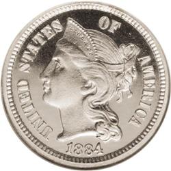 1884 3CN PR67 S Ultra Cameo NGC. This razor-sharp Sup 