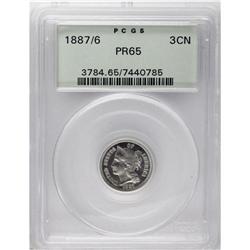 1887/6 3CN PR65 PCGS. The underdigit is easily seen wi 