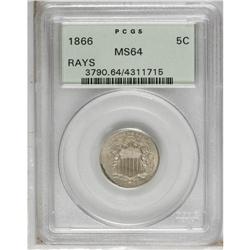 1866 5C Rays MS64 PCGS. This is a neat example from a 