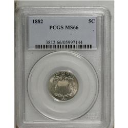 1882 5C MS66 PCGS. Strongly lustrous with a hint of ni 
