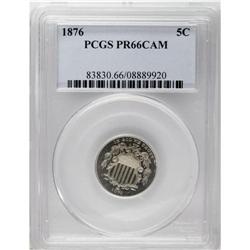 1876 5C PR66 Cameo PCGS. Patchy golden patina appears 