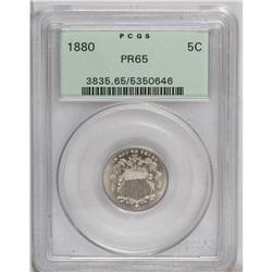 1880 5C PR65 PCGS. Untoned and deeply reflective with 