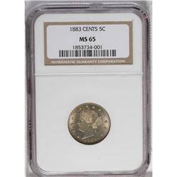 1883 5C With Cents MS65 NGC. A highly lustrous Gem tha 