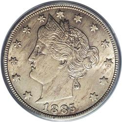 1885 5C MS64 PCGS. Unlike so many, this frosty near-Ge 