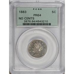 1883 5C No Cents PR64 PCGS. Boldly impressed and moder 