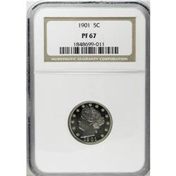 1901 5C PR67 NGC. Reflective, near-pristine proof surf 
