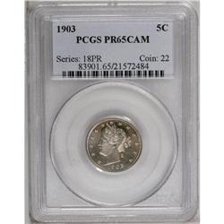 1903 5C PR65 Cameo PCGS. A brilliant Gem with delicate 