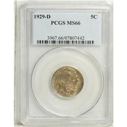 1929-D 5C MS65 PCGS. Variegated ice-blue, gold, and la 
