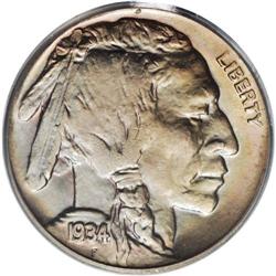 1934-D 5C MS66 PCGS. The champagne and turquoise-blue 