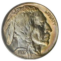 1937-D 5C MS67 PCGS. Beautiful pastel multicolored ton 